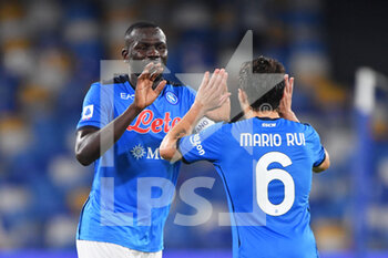 2021-09-11 - Napoli's defender Kalidou Koulibaly celebrates with Napoli's defender Mario Rui  after scoring the 2-1 goal  - SSC NAPOLI VS JUVENTUS FC - ITALIAN SERIE A - SOCCER