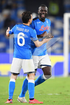 2021-09-11 - Napoli's defender Kalidou Koulibaly celebrates with Napoli's defender Mario Rui  after scoring the 2-1 goal  - SSC NAPOLI VS JUVENTUS FC - ITALIAN SERIE A - SOCCER