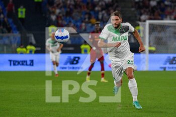 2021-09-12 - Domenico Berardi of Sassuolo Calcio in action during the  Italian Football Championship League A 2021/2022 match between AS Roma vs US Sassuolo at the Olimpic Stadium in Rome. - AS ROMA VS US SASSUOLO - ITALIAN SERIE A - SOCCER