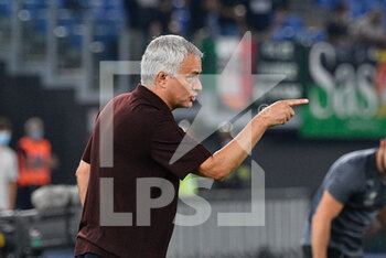2021-09-12 - Jose’ Mourinho coach of AS Roma in action during the  Italian Football Championship League A 2021/2022 match between AS Roma vs US Sassuolo at the Olimpic Stadium in Rome. - AS ROMA VS US SASSUOLO - ITALIAN SERIE A - SOCCER