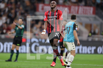 2021-09-22 - Pierre Kalulu of AC Milan reacts during the Serie A 2021/22 football match between AC Milan and Venezia FC at Giuseppe Meazza Stadium, Milan, Italy on September 22, 2021 - AC MILAN VS VENEZIA FC - ITALIAN SERIE A - SOCCER
