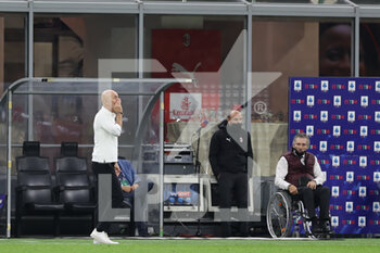 2021-09-22 - Stefano Pioli Head Coach of AC Milan reacts from the bench during the Serie A 2021/22 football match between AC Milan and Venezia FC at Giuseppe Meazza Stadium, Milan, Italy on September 22, 2021 - AC MILAN VS VENEZIA FC - ITALIAN SERIE A - SOCCER