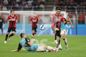 2021-09-22 - Brahim Diaz of AC Milan fights for the ball against Mattia Calandra of Venezia FC during the Serie A 2021/22 football match between AC Milan and Venezia FC at Giuseppe Meazza Stadium, Milan, Italy on September 22, 2021 - AC MILAN VS VENEZIA FC - ITALIAN SERIE A - SOCCER