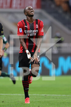 2021-09-22 - Pierre Kalulu of AC Milan reacts during the Serie A 2021/22 football match between AC Milan and Venezia FC at Giuseppe Meazza Stadium, Milan, Italy on September 22, 2021 - AC MILAN VS VENEZIA FC - ITALIAN SERIE A - SOCCER