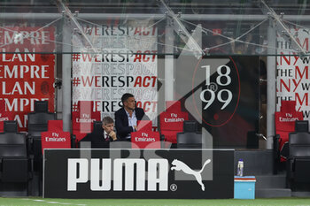 2021-09-22 - Paolo Maldini Technical Area Director of AC Milan and Frederic Massara Sport Director of AC Milan during the Serie A 2021/22 football match between AC Milan and Venezia FC at Giuseppe Meazza Stadium, Milan, Italy on September 22, 2021 - AC MILAN VS VENEZIA FC - ITALIAN SERIE A - SOCCER