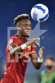 2021-09-23 - ROME, ITALY -  September 23 :   Tammy Abraham of  AS Roma in action  during the  Serie A soccer  match between  AS Roma and  Udinese  at Stadio Olimpico on  September 23,2021 in Rome Italy - AS ROMA VS UDINESE CALCIO - ITALIAN SERIE A - SOCCER