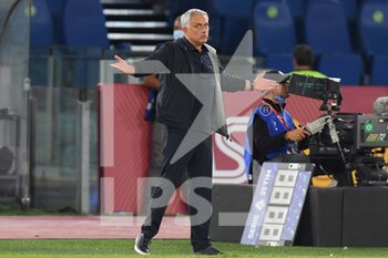 2021-09-23 - ROME, ITALY - September 23 :  Head Coach Jose’ Mourinho of AS Roma gestures at  during  Italian  Serie A soccer match between  AS Roma and  Udinese  at Stadio Olimpico on September 23,2021  in Rome Italy  - AS ROMA VS UDINESE CALCIO - ITALIAN SERIE A - SOCCER