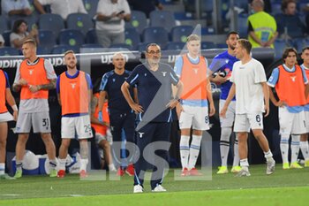 2021-09-26 - ROME, ITALY - September 26 : Head Coach Maurizio Sarri of SS Lazio gestures during  Italian  Serie A soccer match between  SS Lazio and AS Roma at Stadio Olimpico 
on September 26,2021  in Rome Italy 


 - SS LAZIO VS AS ROMA - ITALIAN SERIE A - SOCCER