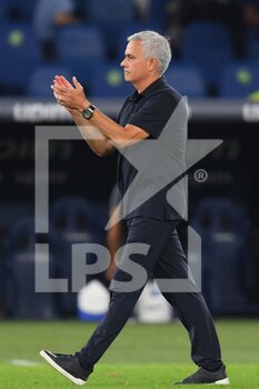 2021-09-26 - 
ROME, ITALY - September 26 : Head Coach Jose’ Mourinho of AS Roma gestures during  Italian  Serie A soccer match between  SS Lazio and AS Roma at Stadio Olimpico on September 26,2021  in Rome Italy


 - SS LAZIO VS AS ROMA - ITALIAN SERIE A - SOCCER