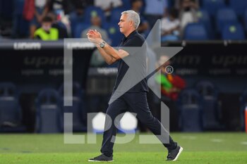 2021-09-26 - 
ROME, ITALY - September 26 : Head Coach Jose’ Mourinho of AS Roma gestures during  Italian  Serie A soccer match between  SS Lazio and AS Roma at Stadio Olimpico on September 26,2021  in Rome Italy


 - SS LAZIO VS AS ROMA - ITALIAN SERIE A - SOCCER