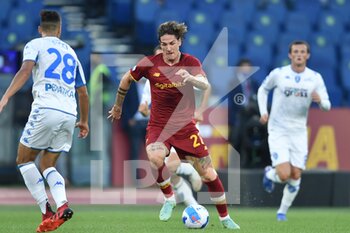 2021-10-03 - ROME, ITALY -  October 3 : Nicolo' Zaniolo  of  AS Roma in action  during the  Serie A soccer  match between  AS Roma and  Empoli FC  at Stadio Olimpico on  October 3,2021 in Rome Italy - AS ROMA VS EMPOLI FC - ITALIAN SERIE A - SOCCER
