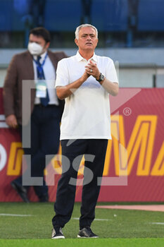 2021-10-03 - ROME, ITALY - October 3 :  Head Coach Jose’ Mourinho of AS Roma gestures at  during  Italian  Serie A soccer match between  AS Roma and  Empoli FC  at Stadio Olimpico on October 3,2021  in Rome Italy  - AS ROMA VS EMPOLI FC - ITALIAN SERIE A - SOCCER