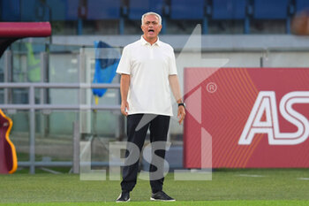 2021-10-03 - ROME, ITALY - October 3 :  Head Coach Jose’ Mourinho of AS Roma gestures at  during  Italian  Serie A soccer match between  AS Roma and  Empoli FC  at Stadio Olimpico on October 3,2021  in Rome Italy - AS ROMA VS EMPOLI FC - ITALIAN SERIE A - SOCCER