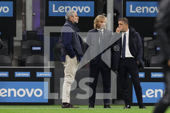 2021-10-24 - Pavel Nedved Vice-President of Juventus FC, Maurizio Arrivabene A.D. of Juventus FC and Federico Cherubini Manager of Juventus FC during the Serie A 2021/22 football match between FC Internazionale and Juventus FC at Giuseppe Meazza Stadium, Milan, Italy on October 24, 2021 - INTER - FC INTERNAZIONALE VS JUVENTUS FC - ITALIAN SERIE A - SOCCER