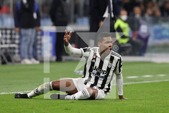 2021-10-24 - Alex Sandro of Juventus FC reacts during the Serie A 2021/22 football match between FC Internazionale and Juventus FC at Giuseppe Meazza Stadium, Milan, Italy on October 24, 2021 - INTER - FC INTERNAZIONALE VS JUVENTUS FC - ITALIAN SERIE A - SOCCER