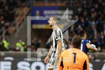 2021-10-24 - Leonardo Bonucci of Juventus FC reacts during the Serie A 2021/22 football match between FC Internazionale and Juventus FC at Giuseppe Meazza Stadium, Milan, Italy on October 24, 2021 - INTER - FC INTERNAZIONALE VS JUVENTUS FC - ITALIAN SERIE A - SOCCER