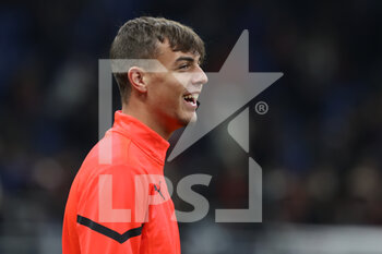 2021-10-26 - Daniel Maldini of AC Milan warms up during the Serie A 2021/22 football match between AC Milan and Torino FC at Giuseppe Meazza Stadium, Milan, Italy on October 26, 2021 - AC MILAN VS TORINO FC - ITALIAN SERIE A - SOCCER