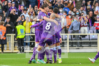 2021-10-31 - Esultanza Fiorentina dopo il gol di Dusan Vlahovic (Fiorentina) su rigore - ACF FIORENTINA VS SPEZIA CALCIO - ITALIAN SERIE A - SOCCER