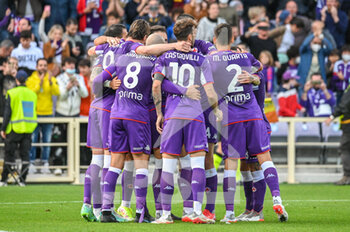 2021-10-31 - Esultanza Fiorentina dopo il gol di Dusan Vlahovic (Fiorentina) su rigore - ACF FIORENTINA VS SPEZIA CALCIO - ITALIAN SERIE A - SOCCER