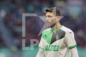 2021-11-28 - Domenico Berardi of US Sassuolo looks on during the Serie A 2021/22 football match between AC Milan and US Sassuolo at Giuseppe Meazza Stadium, Milan, Italy on November 28, 2021 - AC MILAN VS US SASSUOLO - ITALIAN SERIE A - SOCCER
