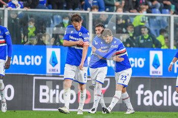2021-11-27 - Nicola Murru (Sampdoria), MANOLO GABBIADINI (Sampdoria), celebrates after scoring a goal - UC SAMPDORIA VS HELLAS VERONA FC - ITALIAN SERIE A - SOCCER