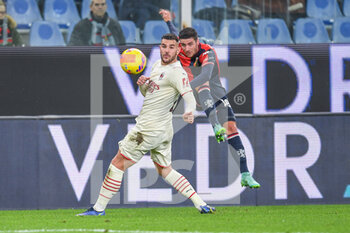 2021-12-01 - Theo Hernandez (Milan), Paolo Ghiglione (Genoa) - GENOA CFC VS AC MILAN - ITALIAN SERIE A - SOCCER