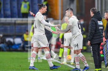 2021-12-01 - Zlatan Ibrahimovic (Milan)
 out, Pietro Pellegri (Milan) in - GENOA CFC VS AC MILAN - ITALIAN SERIE A - SOCCER