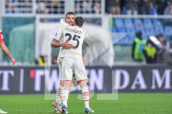 2021-12-01 - Junior Messias (Milan) and Alessandro Florenzi (Milan), celebrates after scoring a goal - GENOA CFC VS AC MILAN - ITALIAN SERIE A - SOCCER