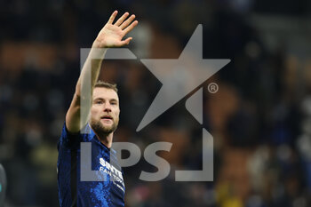 2021-12-01 - Milan Skriniar of FC Internazionale greets the fans during the Serie A 2021/22 football match between FC Internazionale and Spezia Calcio at Giuseppe Meazza Stadium, Milan, Italy on December 01, 2021 - INTER - FC INTERNAZIONALE VS SPEZIA CALCIO - ITALIAN SERIE A - SOCCER