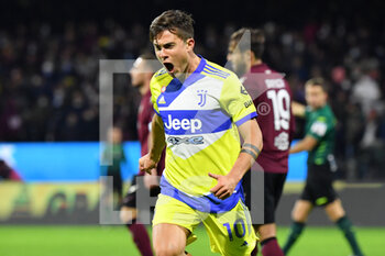 2021-11-30 - Juventus' forward Paulo Dybala celebrates after scoring the 0-1 goal  - US SALERNITANA VS JUVENTUS FC - ITALIAN SERIE A - SOCCER