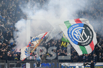 2021-12-04 - Supporters Inter during the  Italian Football Championship League A 2021/2022 match between AS Roma vs Inter FC at the Olimpic Stadium in Rome  on 04 December 2021. - AS ROMA VS INTER - FC INTERNAZIONALE - ITALIAN SERIE A - SOCCER