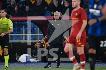 2021-12-04 - Jose’ Mourinho coach (AS Roma)  during the  Italian Football Championship League A 2021/2022 match between AS Roma vs Inter FC at the Olimpic Stadium in Rome  on 04 December 2021. - AS ROMA VS INTER - FC INTERNAZIONALE - ITALIAN SERIE A - SOCCER