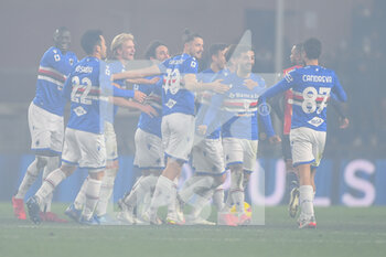 2021-12-10 - team Sampdoria, celebrates after scoring a goal - GENOA CFC VS UC SAMPDORIA - ITALIAN SERIE A - SOCCER