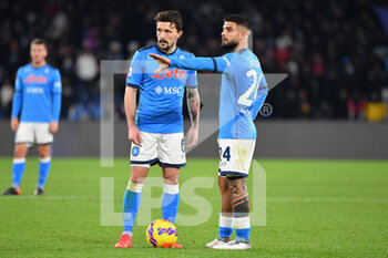 2021-12-12 - Napoli's defender Mario Rui and Napoli's forward Lorenzo Insigne  - SSC NAPOLI VS EMPOLI FC - ITALIAN SERIE A - SOCCER