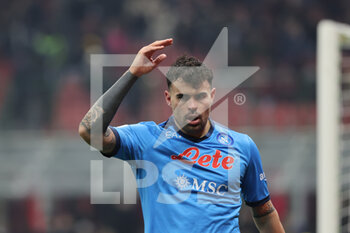 2021-12-19 - Andrea Petagna of SSC Napoli reacts during the Serie A 2021/22 football match between AC Milan and SSC Napoli at Giuseppe Meazza Stadium, Milan, Italy on December 19, 2021 - AC MILAN VS SSC NAPOLI - ITALIAN SERIE A - SOCCER