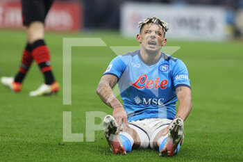 2021-12-19 - Kevin Malcuit of SSC Napoli reacts during the Serie A 2021/22 football match between AC Milan and SSC Napoli at Giuseppe Meazza Stadium, Milan, Italy on December 19, 2021 - AC MILAN VS SSC NAPOLI - ITALIAN SERIE A - SOCCER