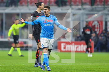 2021-12-19 - Giovanni di Lorenzo of SSC Napoli gestures during the Serie A 2021/22 football match between AC Milan and SSC Napoli at Giuseppe Meazza Stadium, Milan, Italy on December 19, 2021 - AC MILAN VS SSC NAPOLI - ITALIAN SERIE A - SOCCER