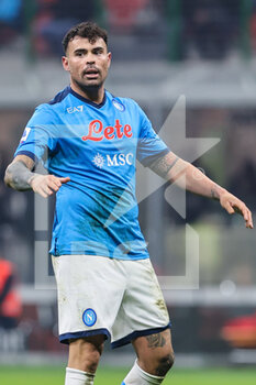 2021-12-19 - Andrea Petagna of SSC Napoli reacts during the Serie A 2021/22 football match between AC Milan and SSC Napoli at Giuseppe Meazza Stadium, Milan, Italy on December 19, 2021 - AC MILAN VS SSC NAPOLI - ITALIAN SERIE A - SOCCER