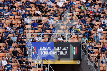 2021-09-18 - Internazionale FC supporters with celebrative banner - INTER - FC INTERNAZIONALE VS BOLOGNA FC - ITALIAN SERIE A - SOCCER