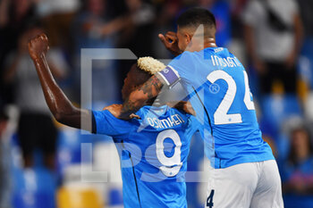 2021-09-26 - Napoli's forward Victor Osimhen celebrates with Napoli's forward Lorenzo Insigne after scoring the 1-0 goal  - SSC NAPOLI VS CAGLIARI CALCIO - ITALIAN SERIE A - SOCCER