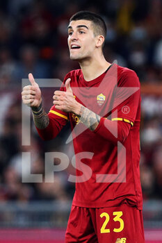 2021-10-24 - Gianluca Mancini of Roma gestures during the Italian championship Serie A football match between AS Roma and SSC Napoli on October 24, 2021 at Stadio Olimpico in Rome, Italy - AS ROMA VS SSC NAPOLI - ITALIAN SERIE A - SOCCER