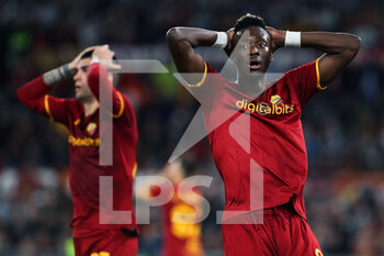 2021-10-24 - Tammy Abraham of Roma reacts during the Italian championship Serie A football match between AS Roma and SSC Napoli on October 24, 2021 at Stadio Olimpico in Rome, Italy - AS ROMA VS SSC NAPOLI - ITALIAN SERIE A - SOCCER