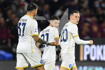 2021-10-31 - Napoli's midfielder Piotr Zielinski celebrates after scoring the 0-1 goal  - US SALERNITANA VS SSC NAPOLI - ITALIAN SERIE A - SOCCER