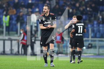 2021-11-20 - Leonardo Bonucci of Juventus celebrates after scoring 0-2 goal by penalty during the Italian championship Serie A football match between SS Lazio and Juventus FC on November 20, 2021 at Stadio Olimpico in Rome, Italy - SS LAZIO VS JUVENTUS FC - ITALIAN SERIE A - SOCCER