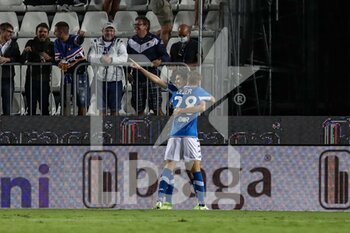 2021-08-27 - Stefano Moreo (Brescia Calcio) celebrates after scoring with Giacomo Olzer (Brescia Calcio) - BRESCIA CALCIO VS COSENZA CALCIO - ITALIAN SERIE B - SOCCER