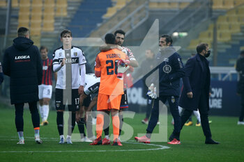 2021-11-21 - Gianluigi Buffon, and Mauro Vigorito of Parma Calcio in action during the Serie BKT 2021/22 match between Parma Calcio and Cosenza Calcio at Stadio Tardini on November 21, 2021 in Parma, Italy Photo ReporterTorino - PARMA CALCIO VS COSENZA CALCIO - ITALIAN SERIE B - SOCCER