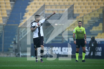 2021-11-21 - Stanco Juric of Parma Calcio celebrates after scoring a goal during the Serie BKT 2021/22 match between Parma Calcio and Cosenza Calcio at Stadio Tardini on November 21, 2021 in Parma, Italy Photo ReporterTorino - PARMA CALCIO VS COSENZA CALCIO - ITALIAN SERIE B - SOCCER