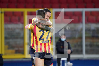 2021-11-26 - Gabriel Strefezza (US Lecce) and Francesco Di Mariano (US Lecce) celebrates after scoring a goal - US LECCE VS TERNANA CALCIO - ITALIAN SERIE B - SOCCER