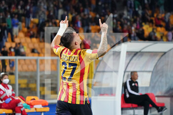 2021-10-01 - Gabriel Strefezza (US Lecce) celebrates after scoring a goal of 1-0 - US LECCE VS AC MONZA - ITALIAN SERIE B - SOCCER