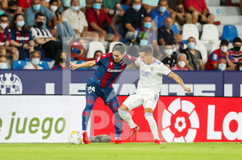 2021-08-22 - Jose Campana of Levante UD and Lucas Vazquez of Real Madrid during the Spanish championship La Liga football match between Levante UD and Real Madrid on August 22, 2021 at Ciutat de Valencia stadium in Valencia, Spain - Photo Ivan Terron / Spain DPPI / DPPI - LEVANTE UD VS REAL MADRID - SPANISH LA LIGA - SOCCER